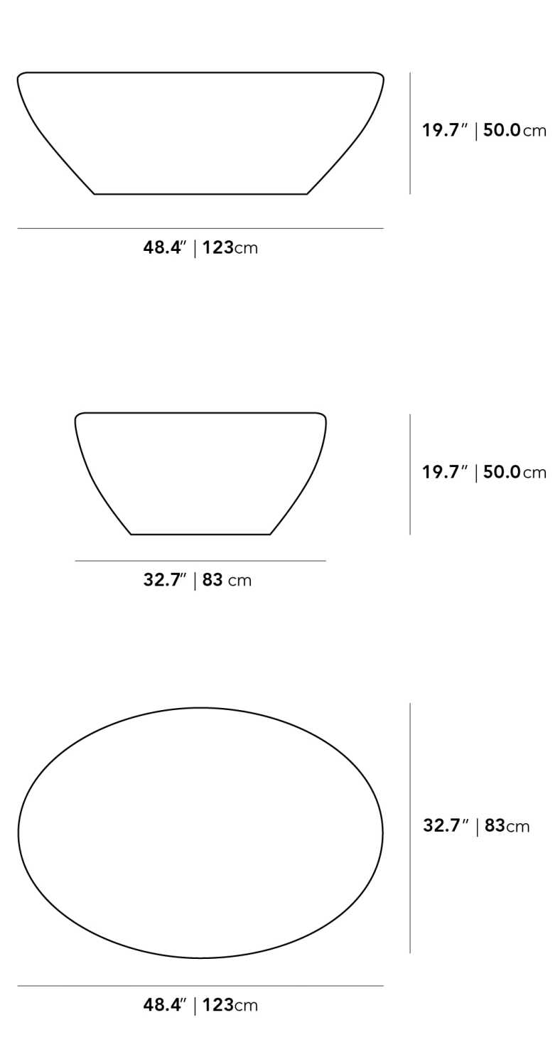 Dimensions for 48" Outdoor Oval Coffee Table Cover