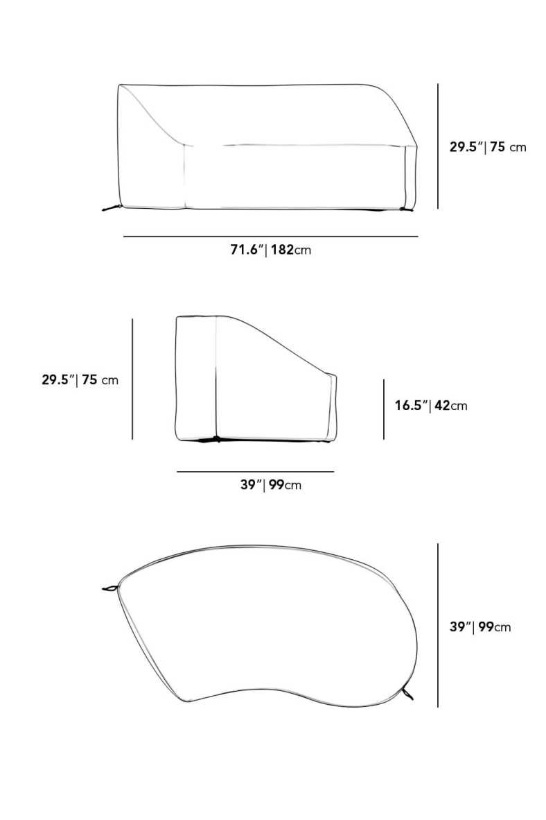 Dimensions for Tano Outdoor Right Corner Cover
