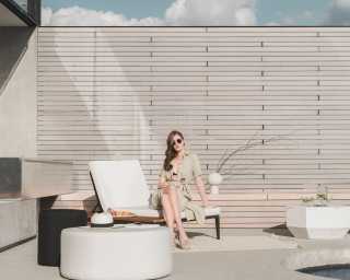 Francis Outdoor Lounger in palisades and black frame Francis Outdoor Lounger in palisades and black frame