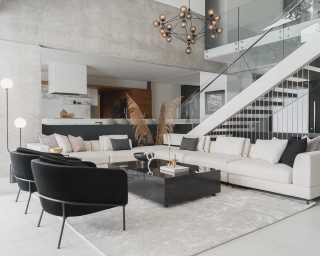 Antonio Scene featuring Angelo Lounge Chairs and Uma Floor Lamp Antonio Scene featuring Angelo Lounge Chairs and Uma Floor Lamp