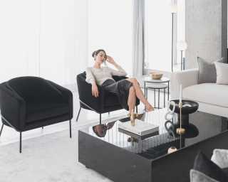 Antonio Scene featuring Angelo Lounge Chairs and Uma Floor Lamp Antonio Scene featuring Angelo Lounge Chairs and Uma Floor Lamp