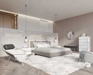 Abigail Bed -Milan Grey featuring Hunter Collection - White Glossy Lacquer and Angelo Bench is Black Velvet Abigail Bed -Milan Grey featuring Hunter Collection - White Glossy Lacquer and Angelo Bench is Black Velvet