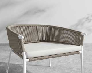 Afton Outdoor Lounge Chair - White Frame - Taupe Cord Afton Outdoor Lounge Chair - White Frame - Taupe Cord