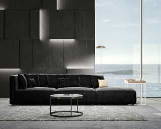 Arya Modular Sofa with Open End LHF - Vintage Velvet Black