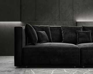Arya Modular Sofa with Open End LHF - Vintage Velvet Black Arya Modular Sofa with Open End LHF - Vintage Velvet Black