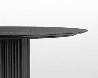 Athena Dining Table Round - 63in - Black Marble Black Oak Base