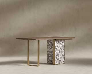 Augustus Desk - 63" - Walnut Veneer - Viola Marble Base Augustus Desk - 63" - Walnut Veneer - Viola Marble Base