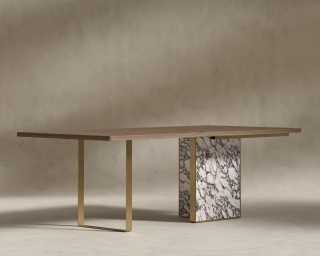 Augustus Desk - 88" - Walnut Veneer - Viola Marble Base Augustus Desk - 88" - Walnut Veneer - Viola Marble Base