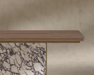 Augustus Desk - 88" - Walnut Veneer - Viola Marble Base Augustus Desk - 88" - Walnut Veneer - Viola Marble Base