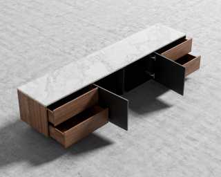 Augustus TV Stand - White Marble