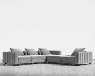 Berlin L-Sectional - Plush Velvet - Glacier Grey Berlin L-Sectional - Plush Velvet - Glacier Grey