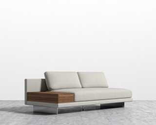 Dresden Armless Sofa with Side Table - Plush Weave - Oyster