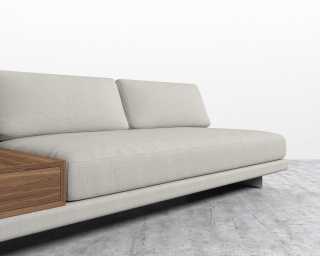 Dresden Armless Sofa with Side Table - Plush Weave - Oyster