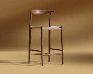 Elbow Counter Stool - Woven - Walnut Stain Elbow Counter Stool - Woven - Walnut Stain