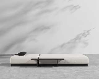 Florian Outdoor Daybed - Black Frame - Palisades - Arcadia Pillow - Black Marble