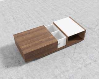 Truman Coffee Table - Walnut Veneer - White Frosted Glass Truman Coffee Table - Walnut Veneer - White Frosted Glass