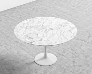 Tulip Dining Table - Round Carrara - White Base