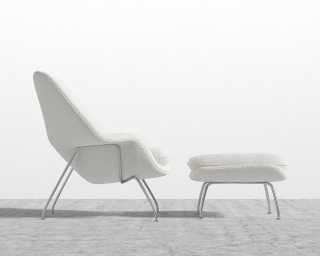 Womb Chair and Ottoman - Chatou Boucle - Pearl