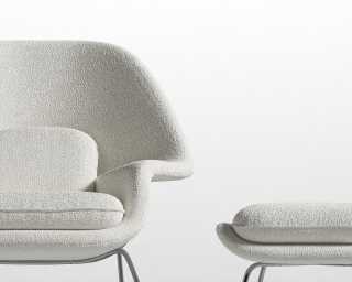 Womb Chair and Ottoman - Chatou Boucle - Pearl
