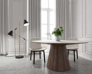 Winston Dining Table - 63 - White Lacquer Winston Dining Table - 63 - White Lacquer