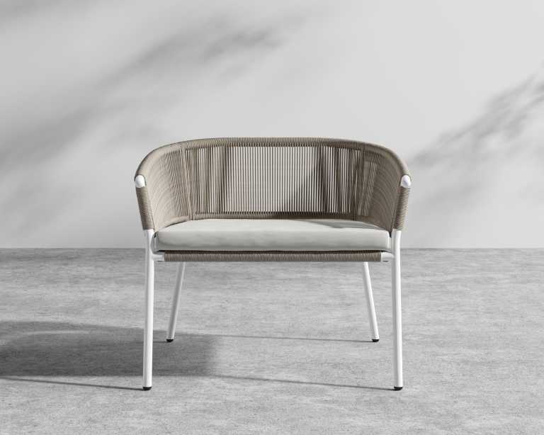 Afton Outdoor Lounge Chair - White Frame - Taupe Cord Afton Outdoor Lounge Chair - White Frame - Taupe Cord