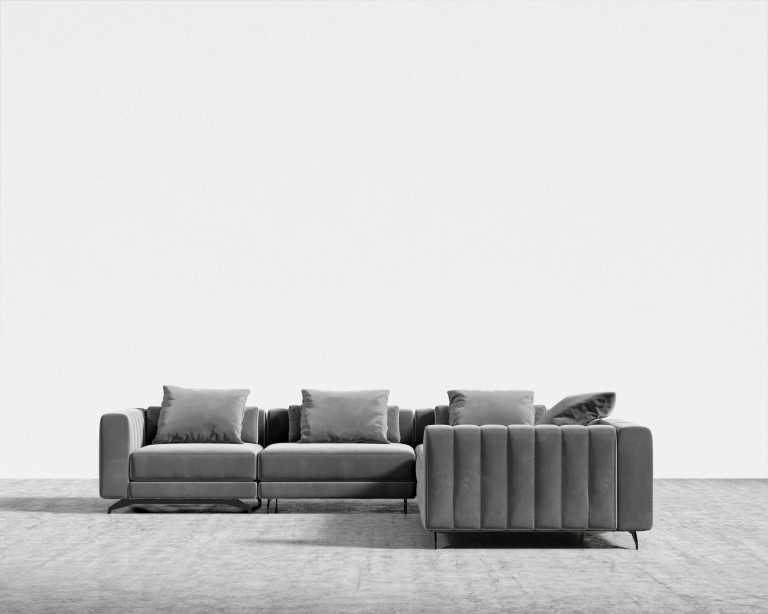 Berlin L-Sectional - Plush Velvet - Glacier Grey Berlin L-Sectional - Plush Velvet - Glacier Grey