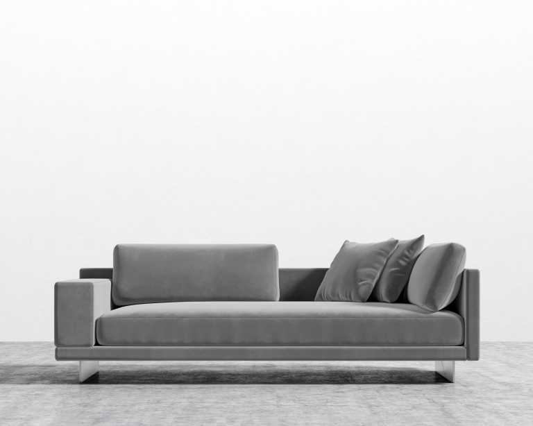 Dresden Left Arm Sofa - Plush Velvet - Glacier Grey