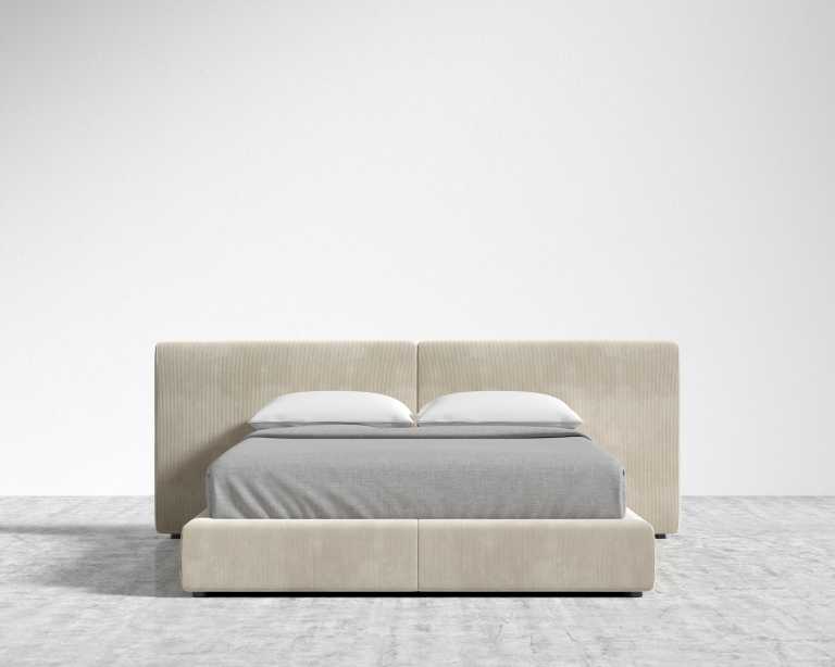 Kaye Bed - Queen - Corduroy Velvet - Silkstone
