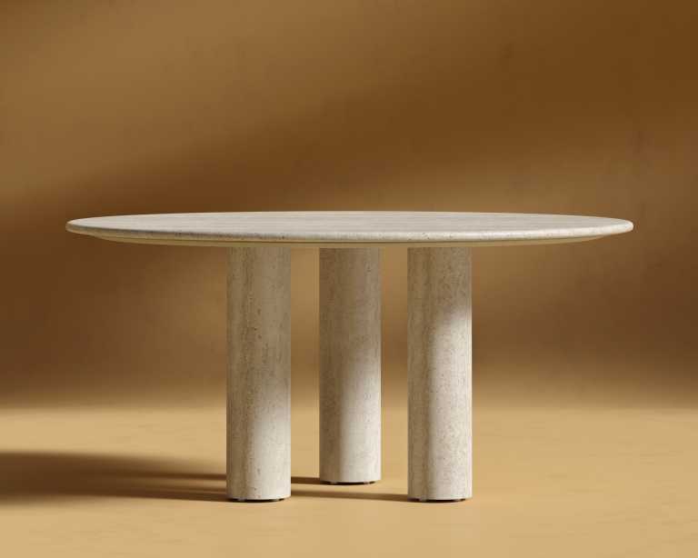 Maximus Round Table - White Travertine