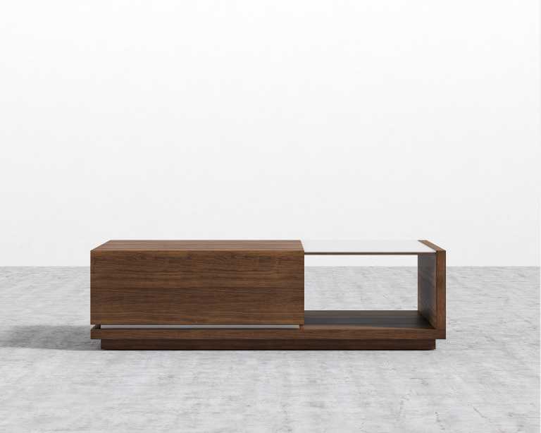 Truman Coffee Table - Walnut Veneer - White Frosted Glass Truman Coffee Table - Walnut Veneer - White Frosted Glass
